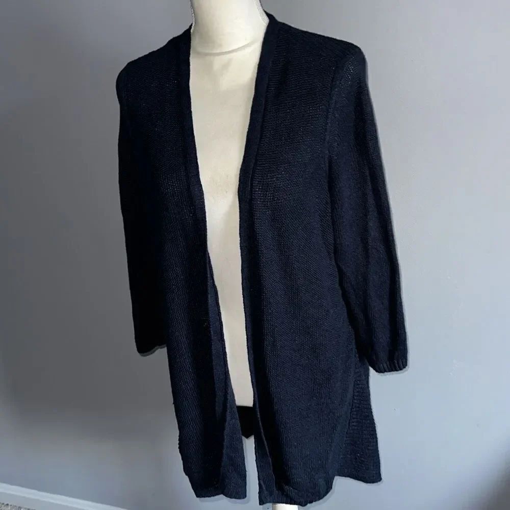 Talbots Open Front Linen Cardigan Sweater! - Picture 3 of 7